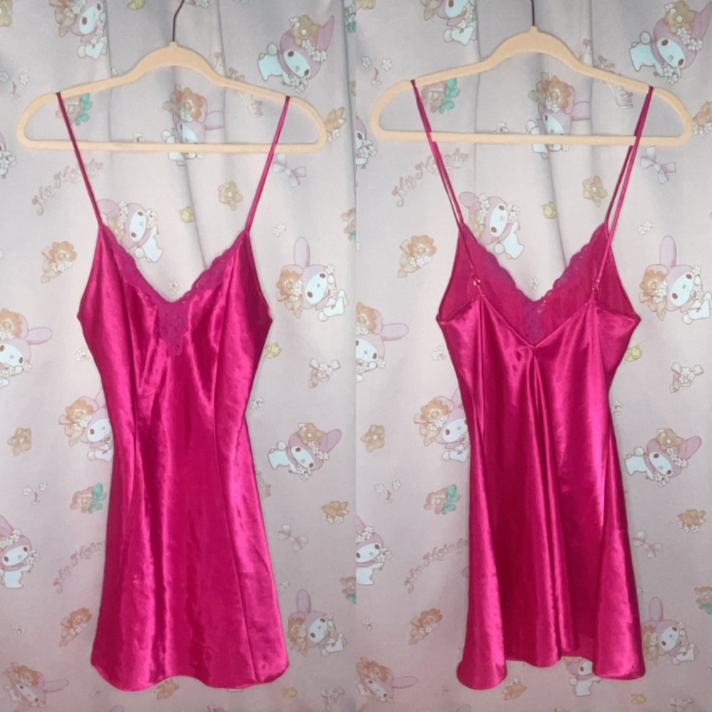 Victoria’s Secret Dark Pink Slip with Lace Trim